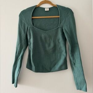 Abercrombie and Fitch Teal Long Sleeved Sweater sweetheart neckline